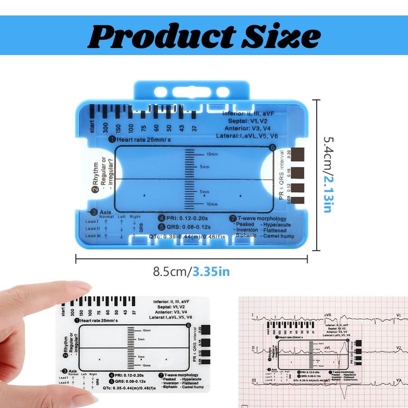 Restynic 2PCS ECG 7 Step Ruler, EKG Interpretation Caliper, Transparent Plastic Measuring Tool - Image 2